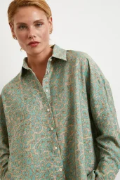 Leopar Desen Javanez Gömlek Fuşya