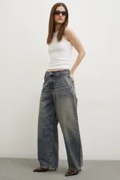 High Waist Baggy Jeans Navy