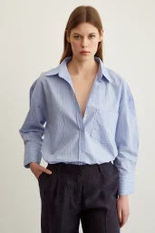 Striped Oversized Shirt Blue
