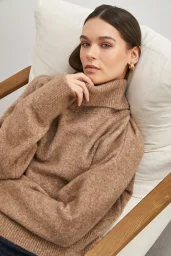 Balıkçı Yaka Uzun Kollu Kazak Vizon