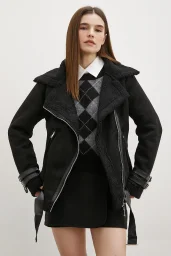 Belted Suede Jacket Black