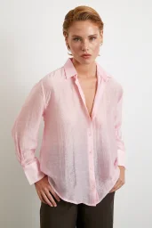 Modal Basic V Neck Shirt Pink
