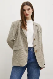 Plaid Blazer Jacket Brown