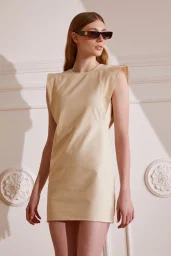 Zero Sleeve Gabardine Dress Ecru