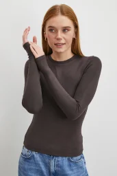 Kol Yırtmaçlı Bluz Kahve