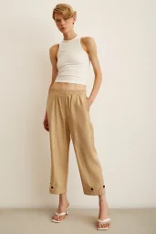 Elastic Slouchy Pants Beige