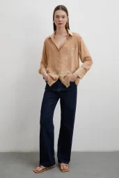 Sequined V-Neck Shirt Gold