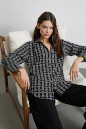 Geometric Patterned Shirt Black