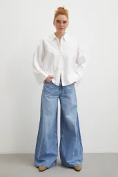 Yüksek Bel Wide Leg Jean Mavi