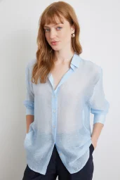 İnce Modal Gömlek Mavi