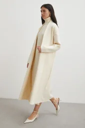 Uzun Elbiseli Hırka Triko Takım Ekru