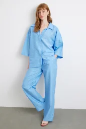 Arka Cepli Salaş Pantolon Mavi