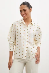 Polka Dot Oversized Shirt Brown