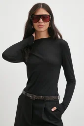 Bisiklet Yaka Uzun  Kol Bluz Siyah