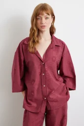 Fakir Kol Oversize Gömlek Bordo