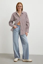 Düşük Bel Wide Leg Jean Mavi