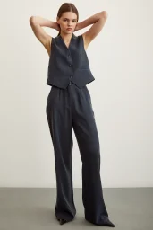 Wide Leg Trousers Navy