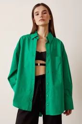 قميص بوبلين كلاسيكي أخضر