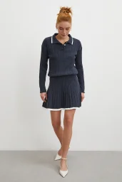 Polo Yaka Etekli Takım Lacivert