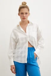 Kariertes Popeline-Hemd Weiß
