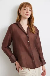 Feines Modalhemd in Braun