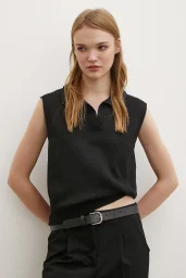 Firuze Polo Yaka Süveter Siyah