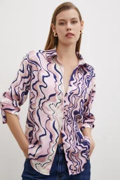 Wave-Effekt-Basic-Shirt Rosa