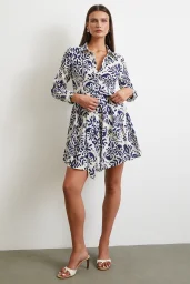 Gödeli Desenli Kleid Blau