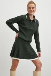 Polo Yaka Etekli Takım Haki