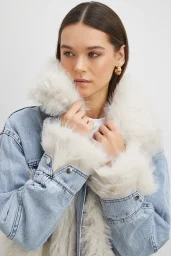 Kot Garnili Kürklü Mont Mavi