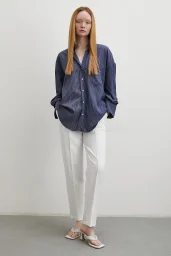 Handy Gestreiftes Hemd Marineblau