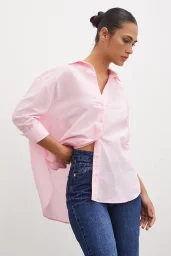 Yırtmaçlı Fakir Kol Gömlek Pembe