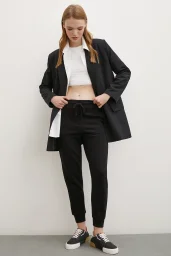 Elastic Waist Pants Black