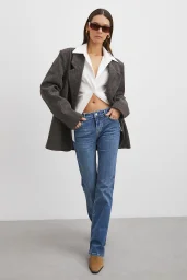 Orta  Bel Likralı İspanyol Paça Jean Mavi