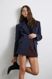 سترة بولي فيسك كلاسيكية لون أزرق داكن