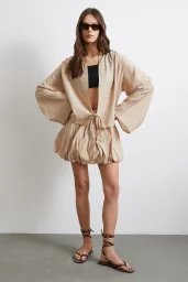 Astarlı Balon Etek Bej