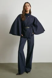 Kemerli Kaşe Panço Lacivert