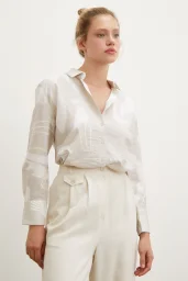 V Neck Modal Shirt Beige