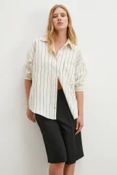 Kontrast Çizgili Gömlek Siyah