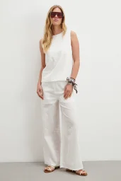 Nakışlı Pantolon Beyaz