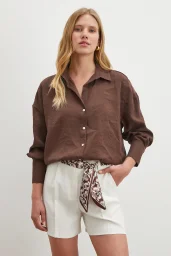 Basic Modal Gömlek Koyu Kahve