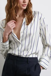 Fine Striped Chiffon Blouse Ecru
