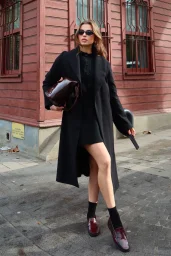 Kuşaklı Kaşe Kaban Siyah