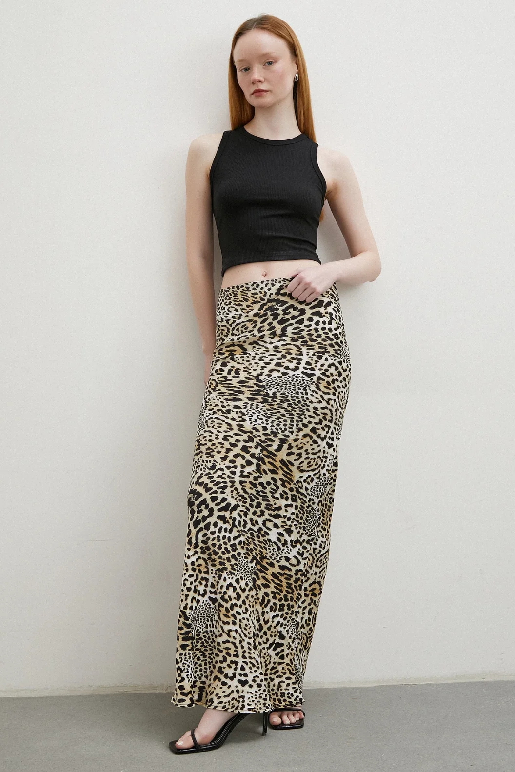 Leopar Desenli Verev Etek Ekru