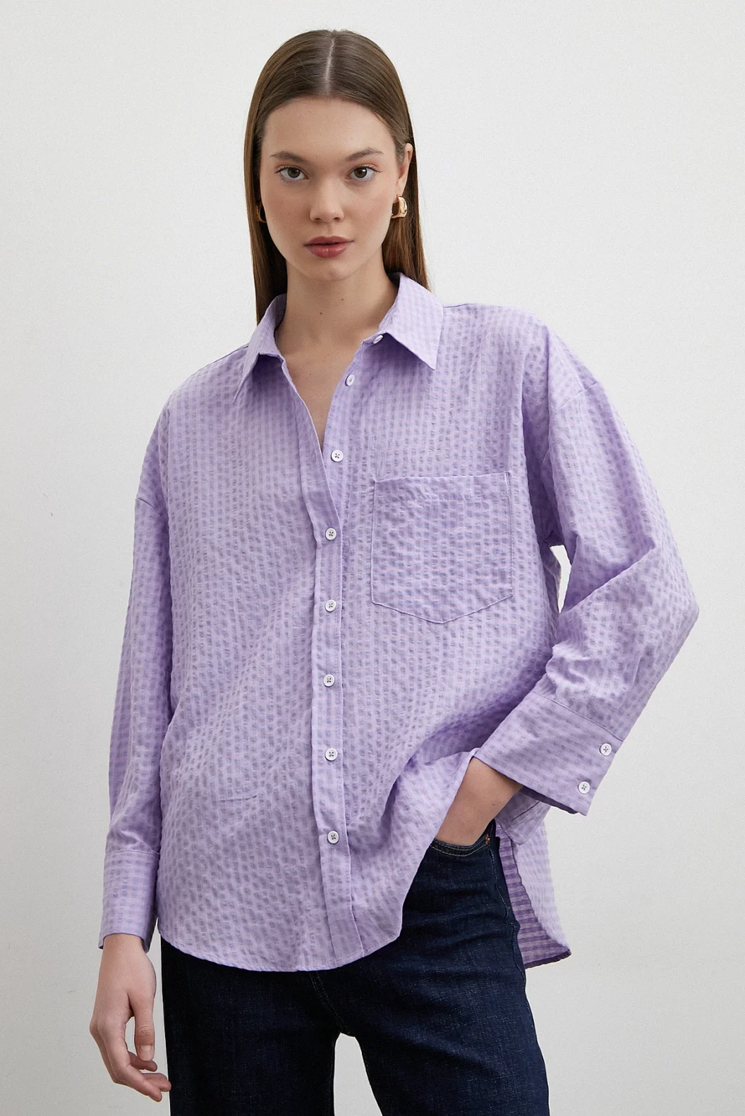Waffelmuster Hemd Lila