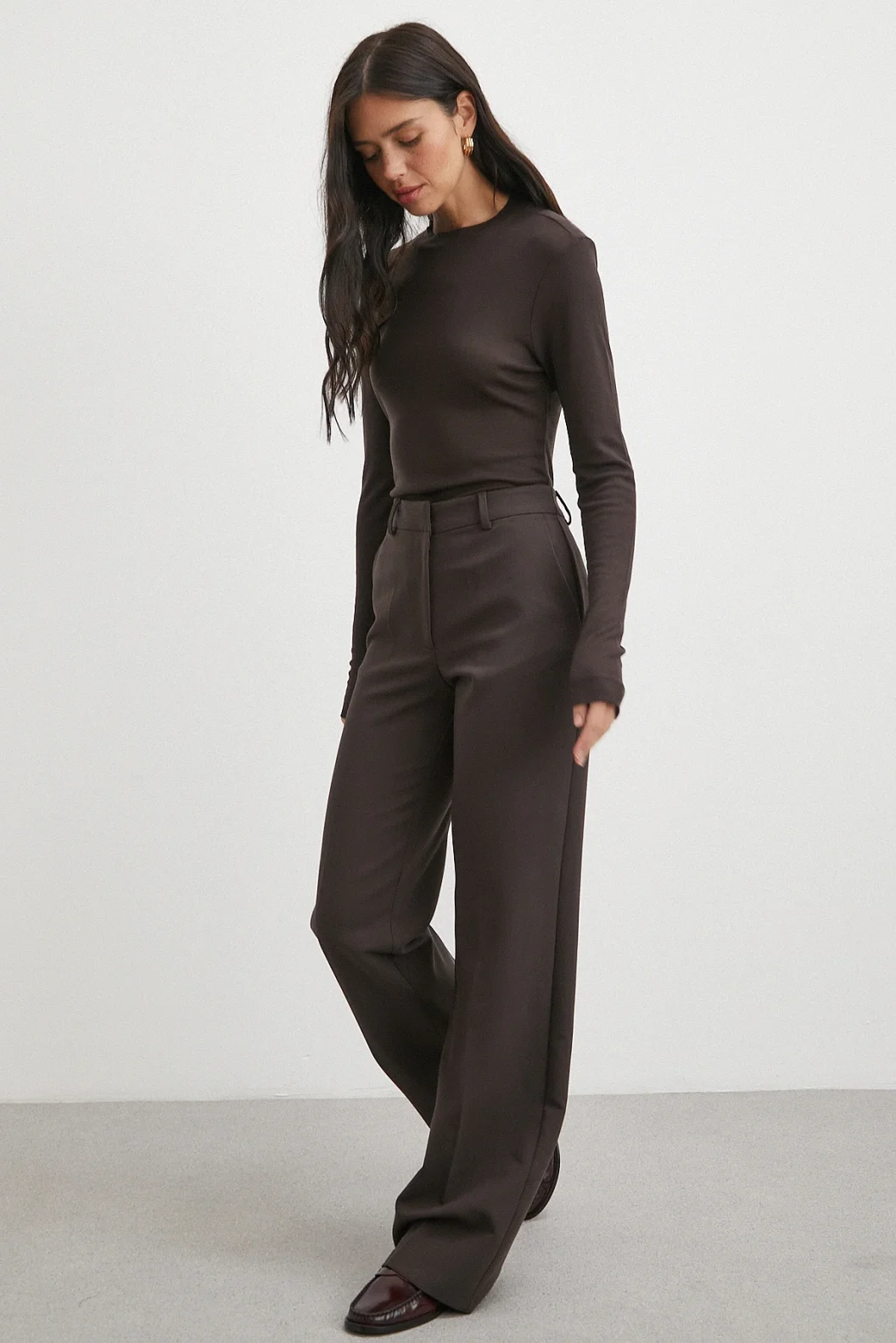 Yüksek Bel Klasik Pantolon Kahve