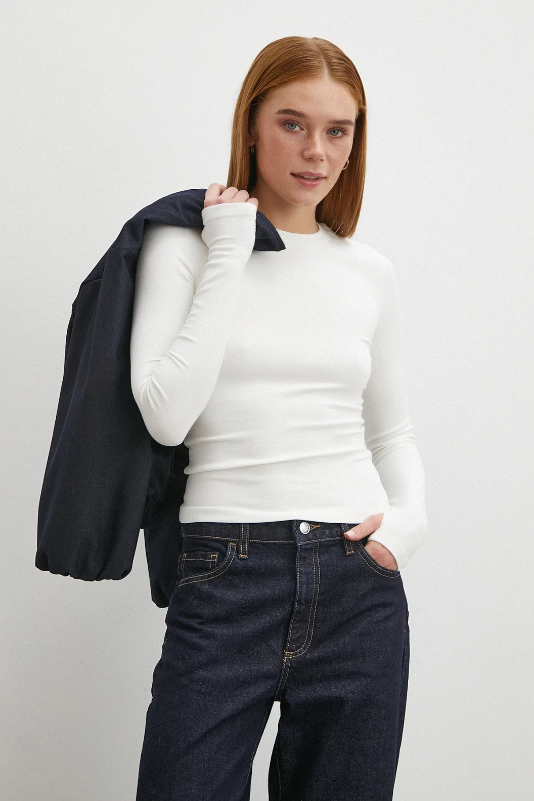 Kol Yırtmaçlı Bluz Beyaz