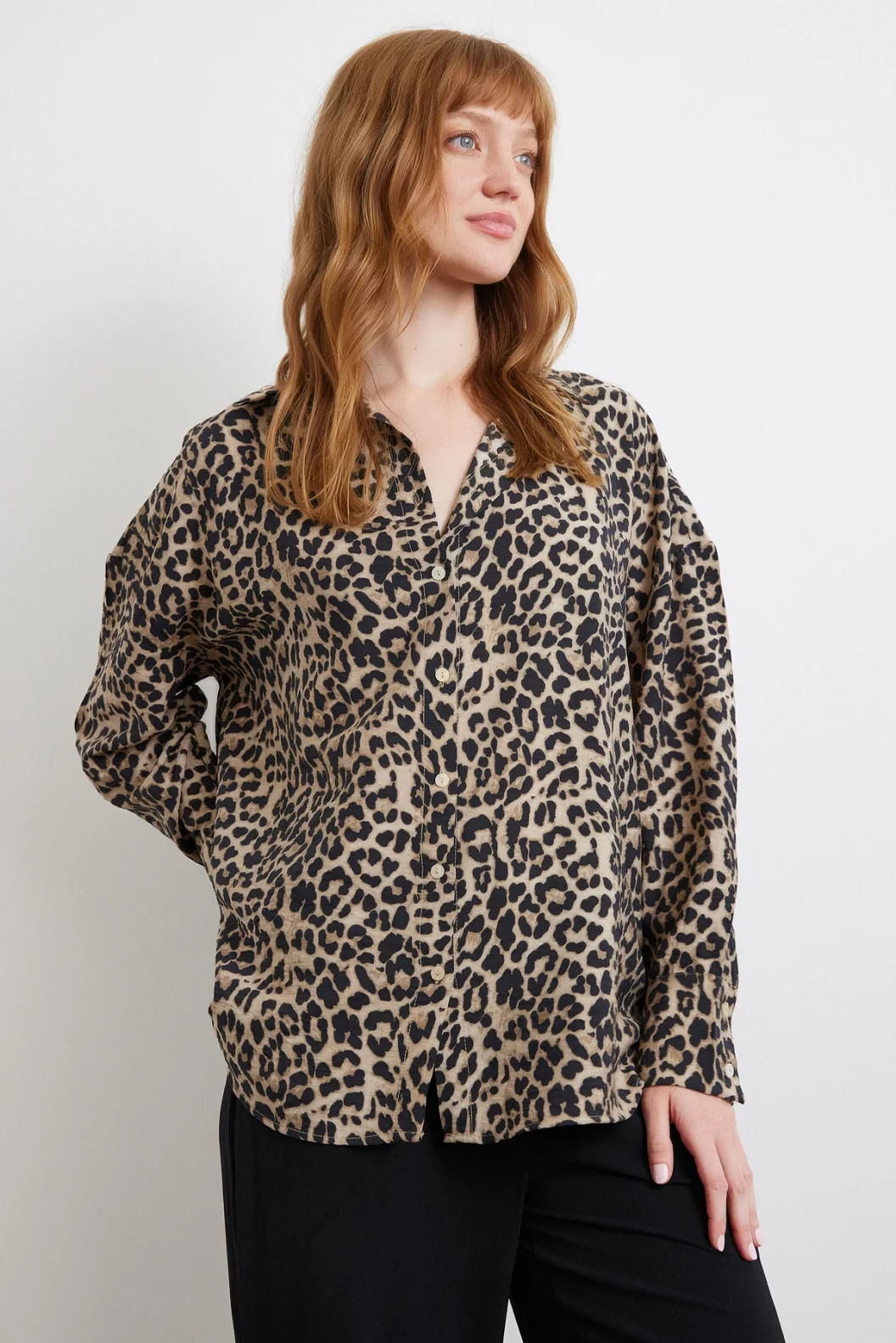 Leopardenmuster Java-Hemd Schwarz