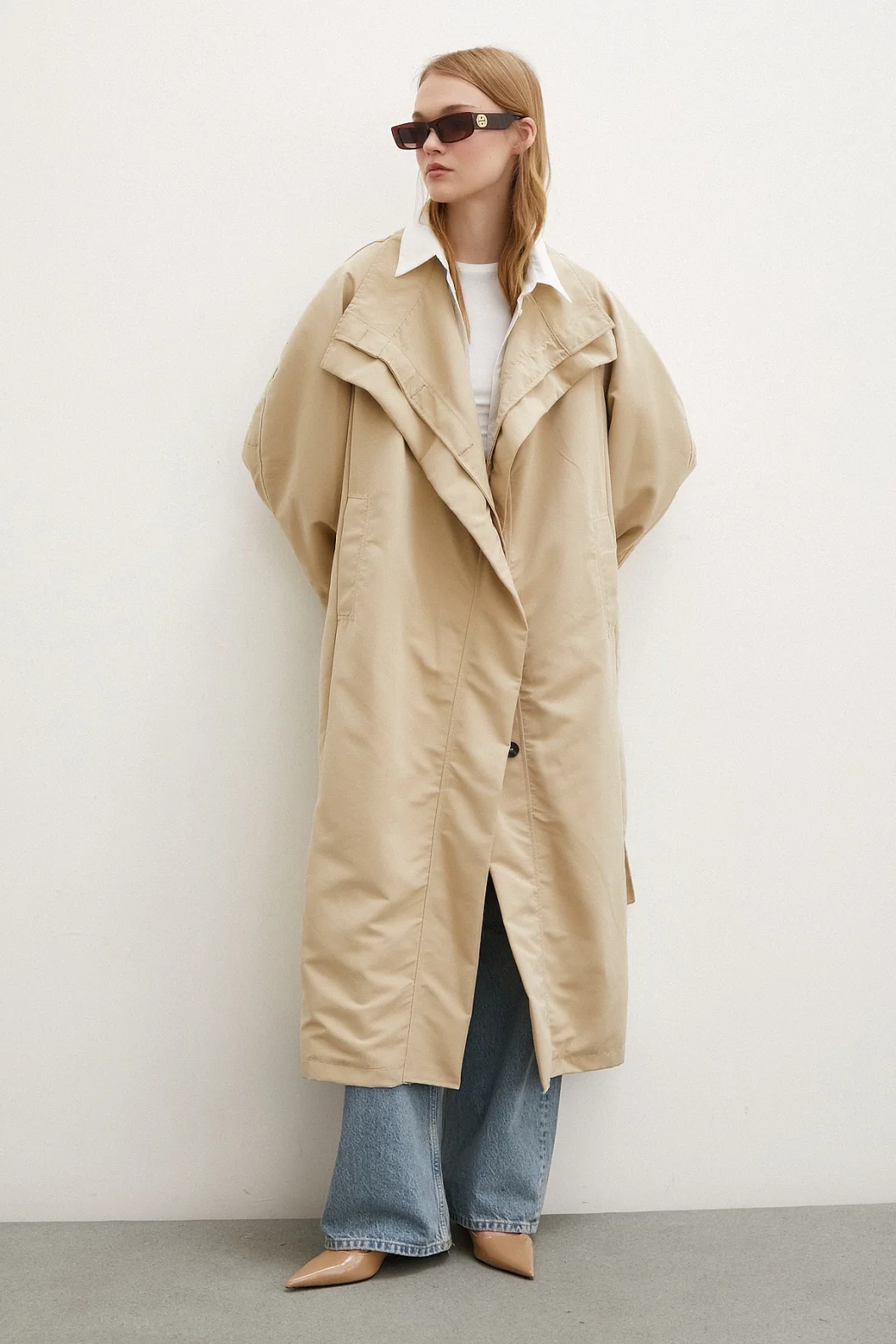 Trenchcoat mit Taschen Beige
