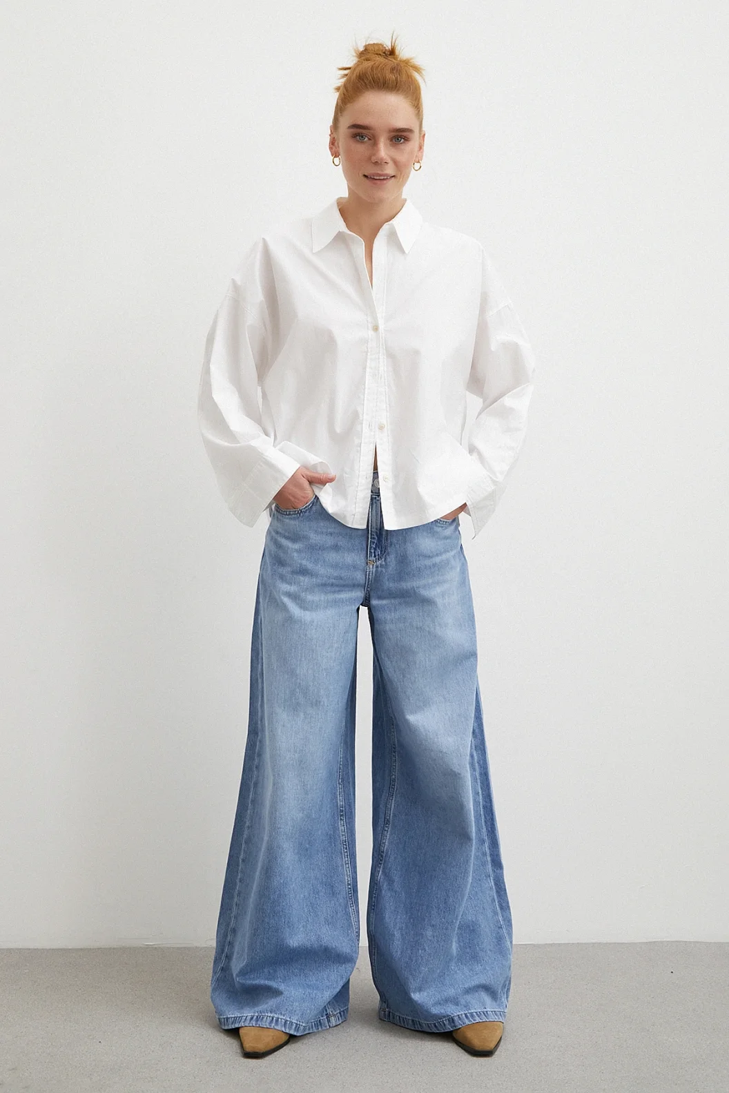 Yüksek Bel Wide Leg Jean Mavi